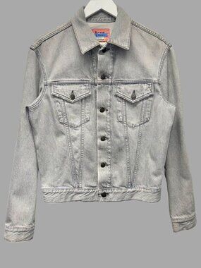 ACNE STUDIOS Bla Konst 1998 Stone Grey Cotton Denim Trucker Jacket Sz IT 44